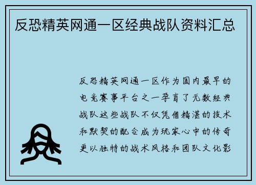 反恐精英网通一区经典战队资料汇总